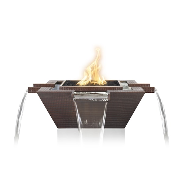 The Outdoor Plus 30 Square Maya Fire & Water Bowl - Copper - Low Voltage Electronic Ignition - Liquid Propane OPT-30FW4WE12V-LP - main